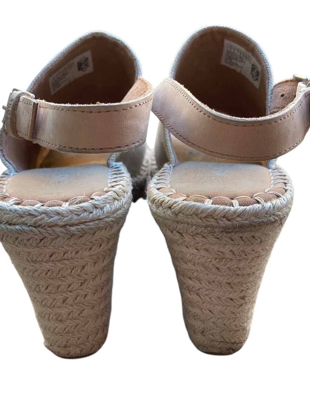 TOMS Size 9 Tan Canvas Espadrille Wedge Sandals Slingback Platform Summer - Picture 6 of 7
